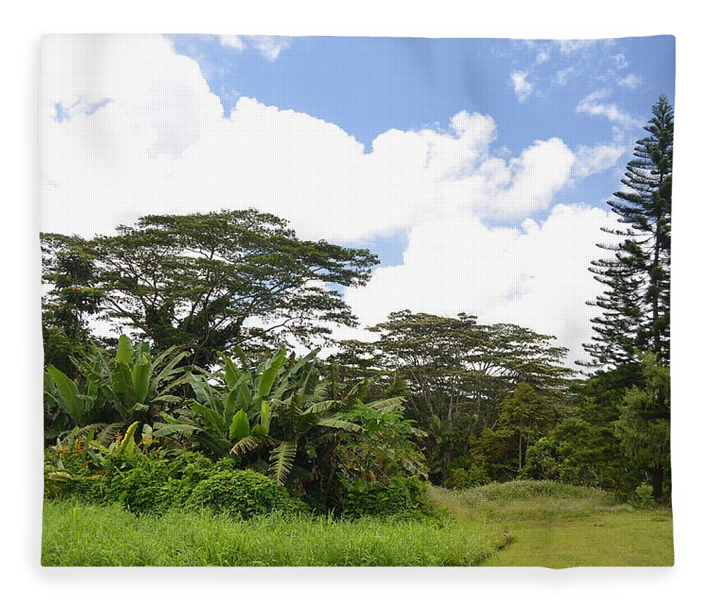 Kauai Fleece Blanket featuring the photograph Kauai Hindu Monastery Greenery 2 by Amy Fose