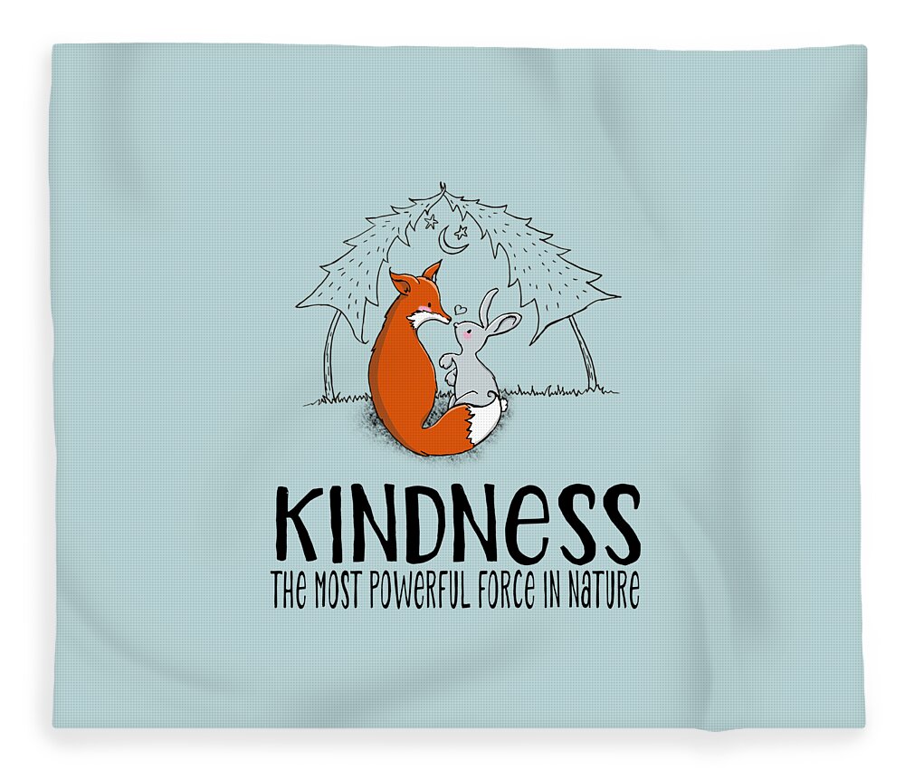 Kindness Fox and Bunny Fleece Blanket by Laura Ostrowski - Pixels