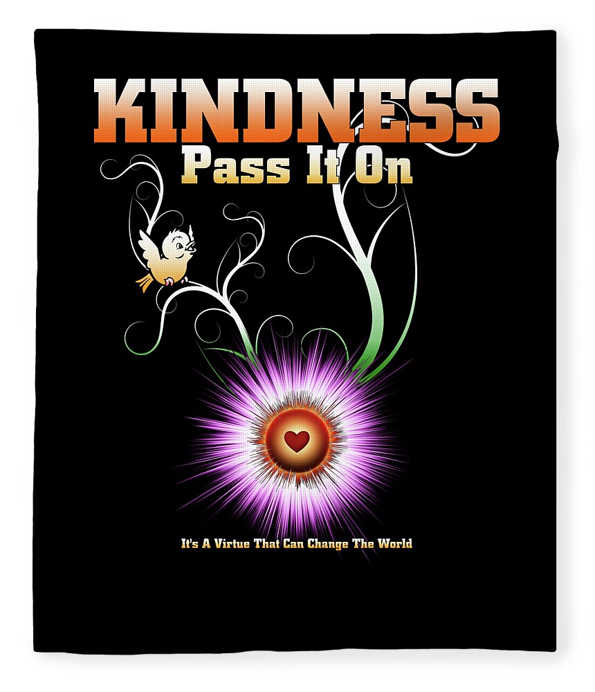 Kindness Fleece Blanket featuring the digital art Kindness - Pass It On Starburst Heart by Rolando Burbon