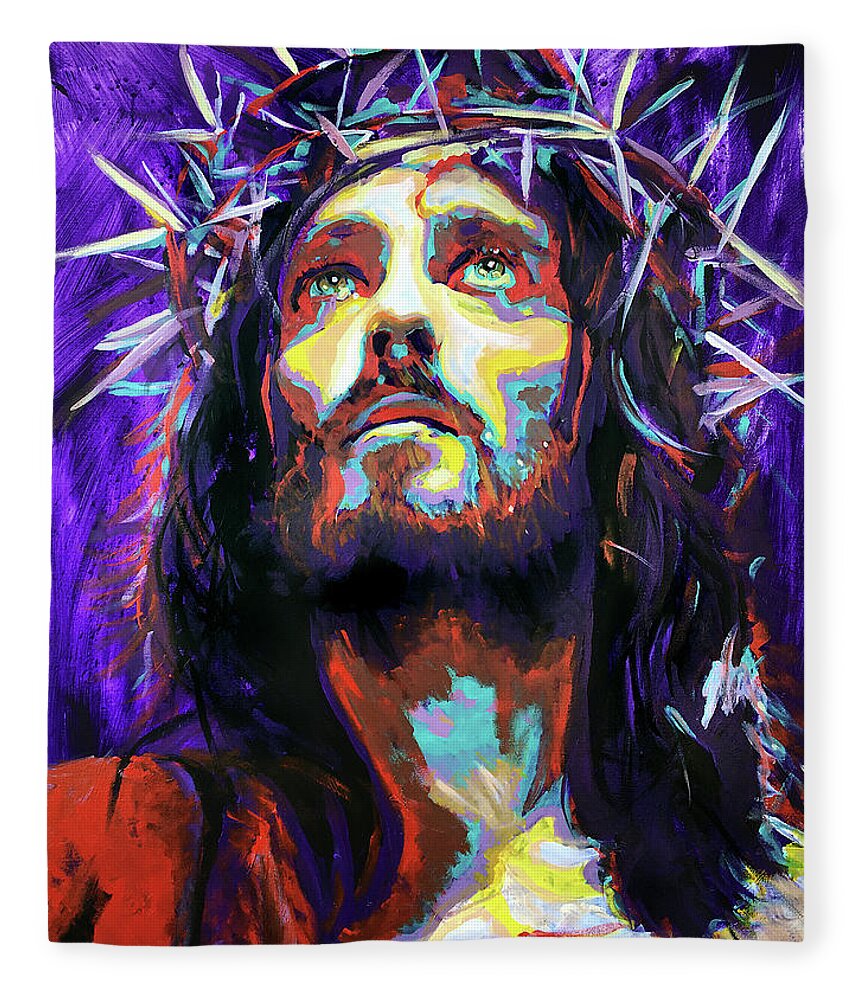 Crowning With Thorns Fleece Blanket featuring the painting King of Kings by Steve Gamba