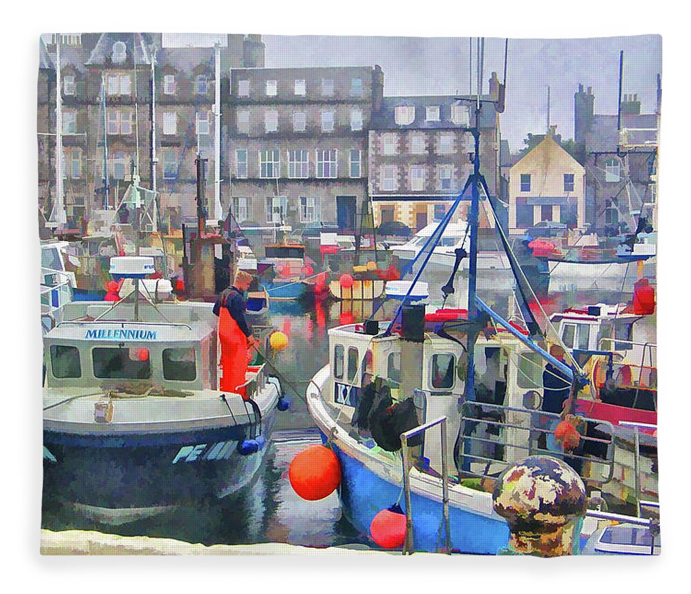 Kirkwall Fleece Blanket featuring the photograph Kirkwall Harbour by Monroe Payne