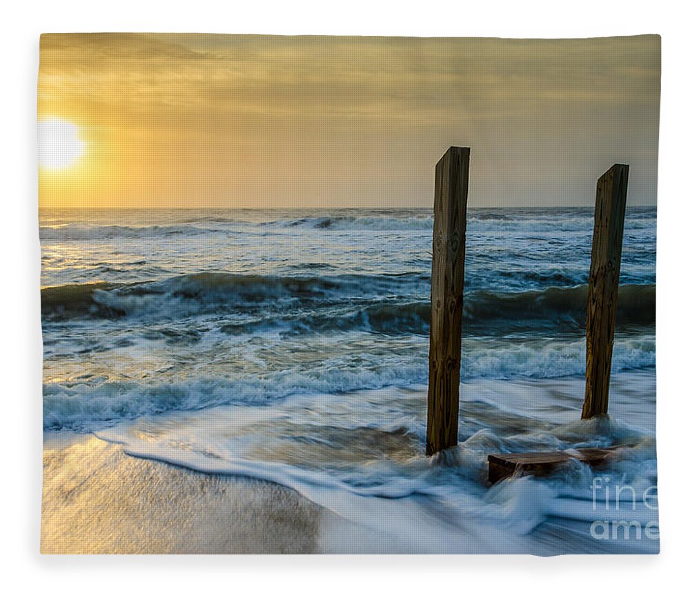 Coastal Fleece Blanket featuring the photograph Kissed by the Sea Coastal Landscape Photgraph by PIPA Fine Art - Simply Solid