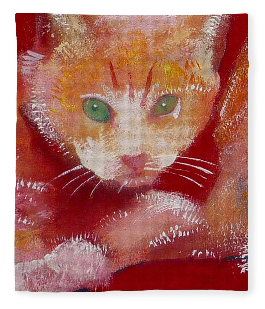 Kittens Fleece Blanket featuring the painting Kitten by Charles Stuart
