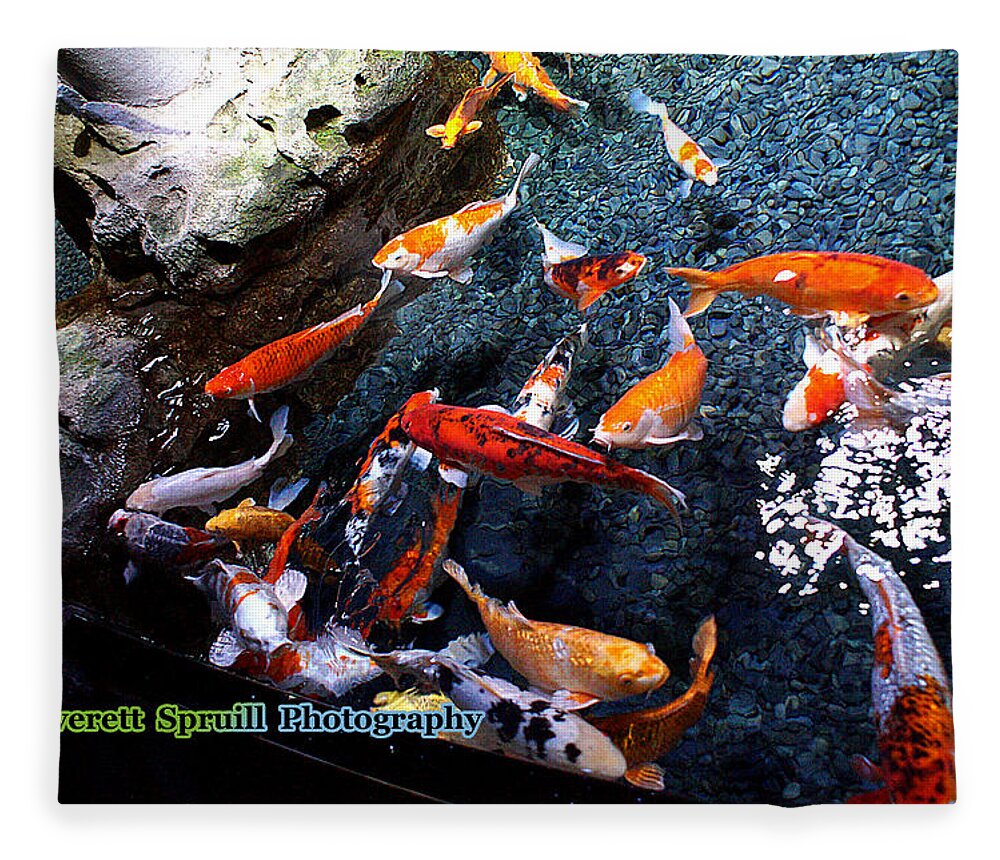Everett Spruill Fleece Blanket featuring the photograph Koi Pond at Paris Aquarium by Everett Spruill