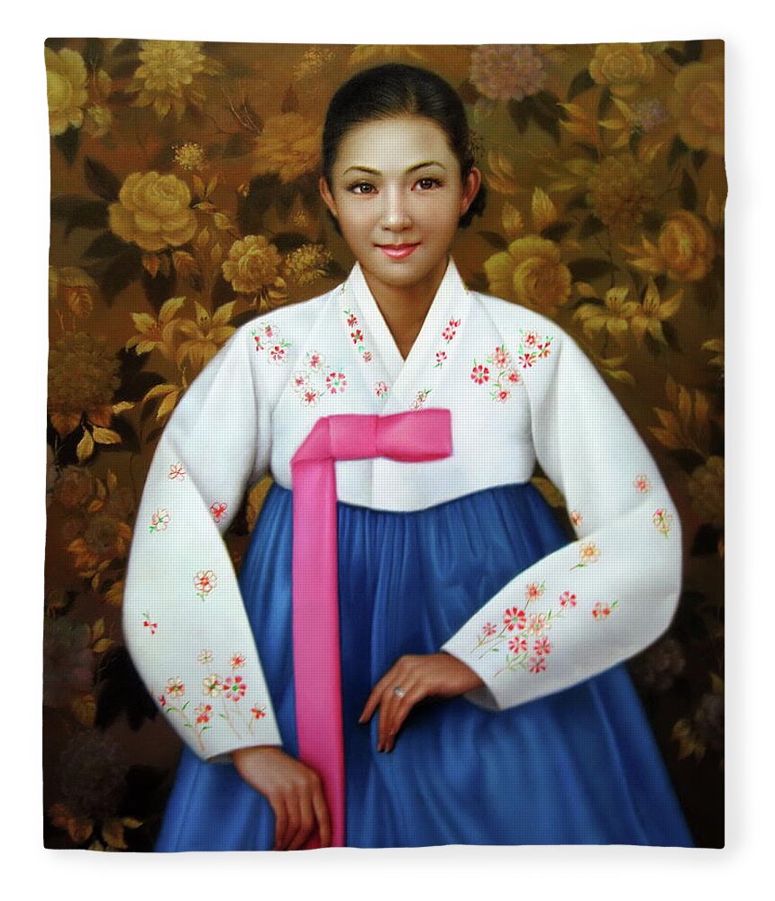 Woman Fleece Blanket featuring the painting Korea belle 6 by Yoo Choong Yeul