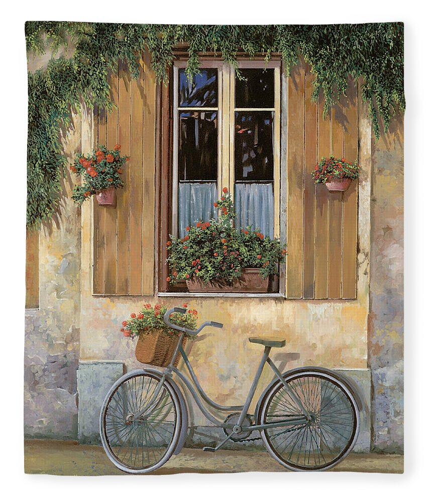 #faatoppicks Fleece Blanket featuring the painting La Bicicletta by Guido Borelli