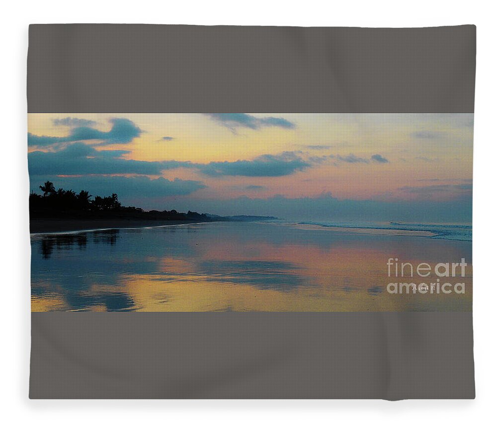 Sunrise Fleece Blanket featuring the photograph la Casita Playa Hermosa Puntarenas - Sunrise One - Painted Beach Costa Rica Panorama by Felipe Adan Lerma