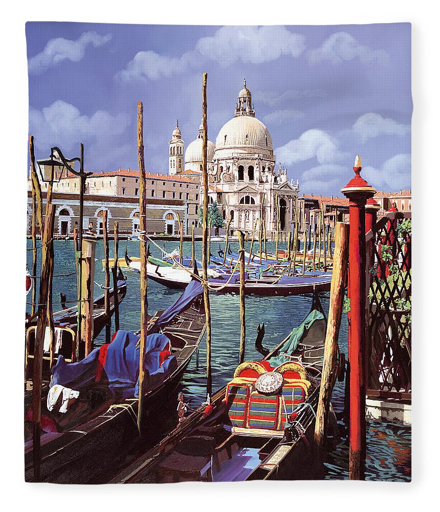 Church Fleece Blanket featuring the painting La Salute by Guido Borelli