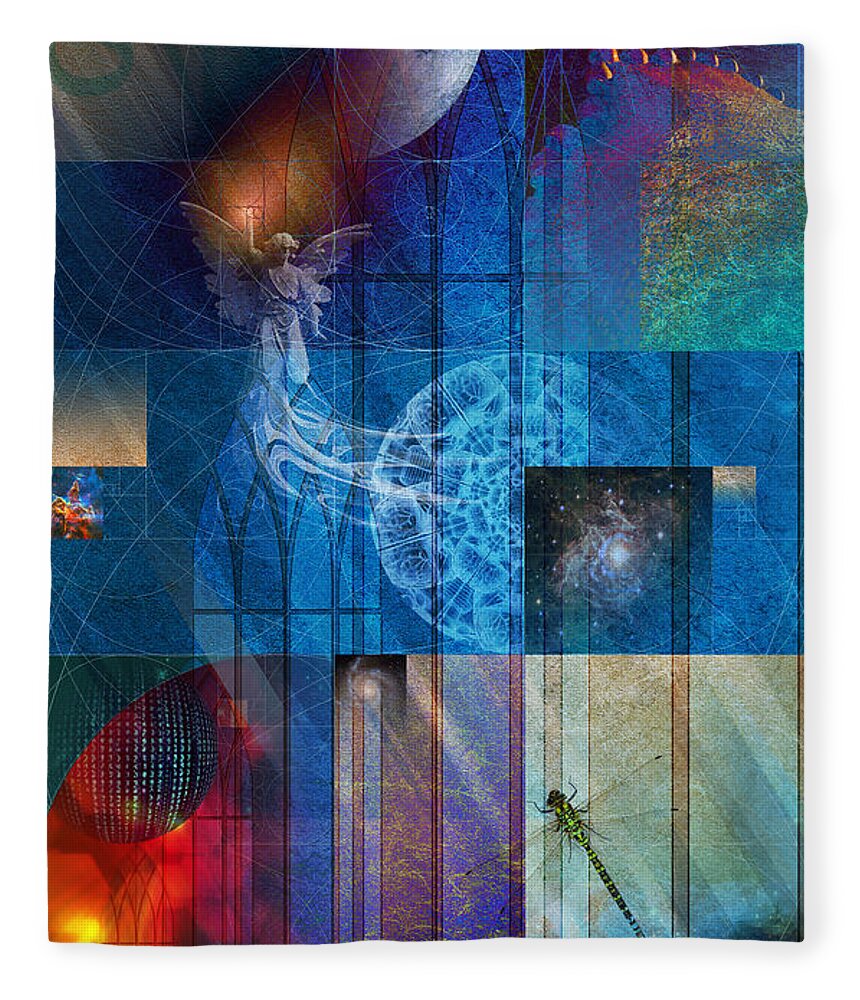 Fibonacci Fleece Blanket featuring the digital art La Signatura by Kenneth Armand Johnson