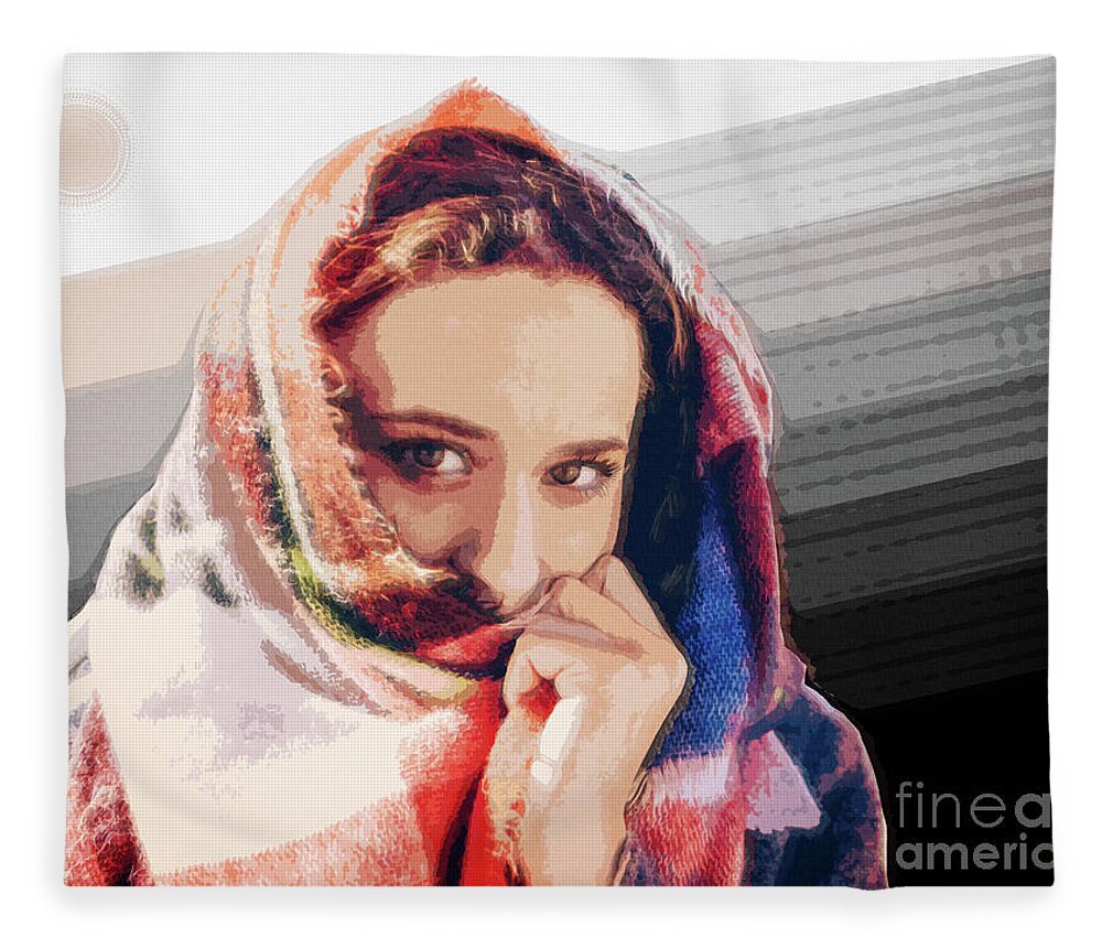 Graphic Design Fleece Blanket featuring the digital art Lady And The Sun by Phil Perkins