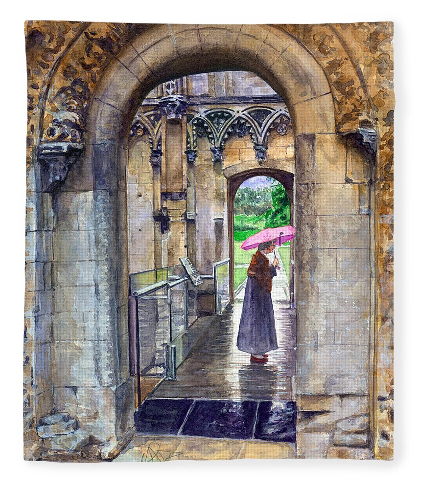 Glastonbury Fleece Blanket featuring the painting Lady Chapel by John D Benson