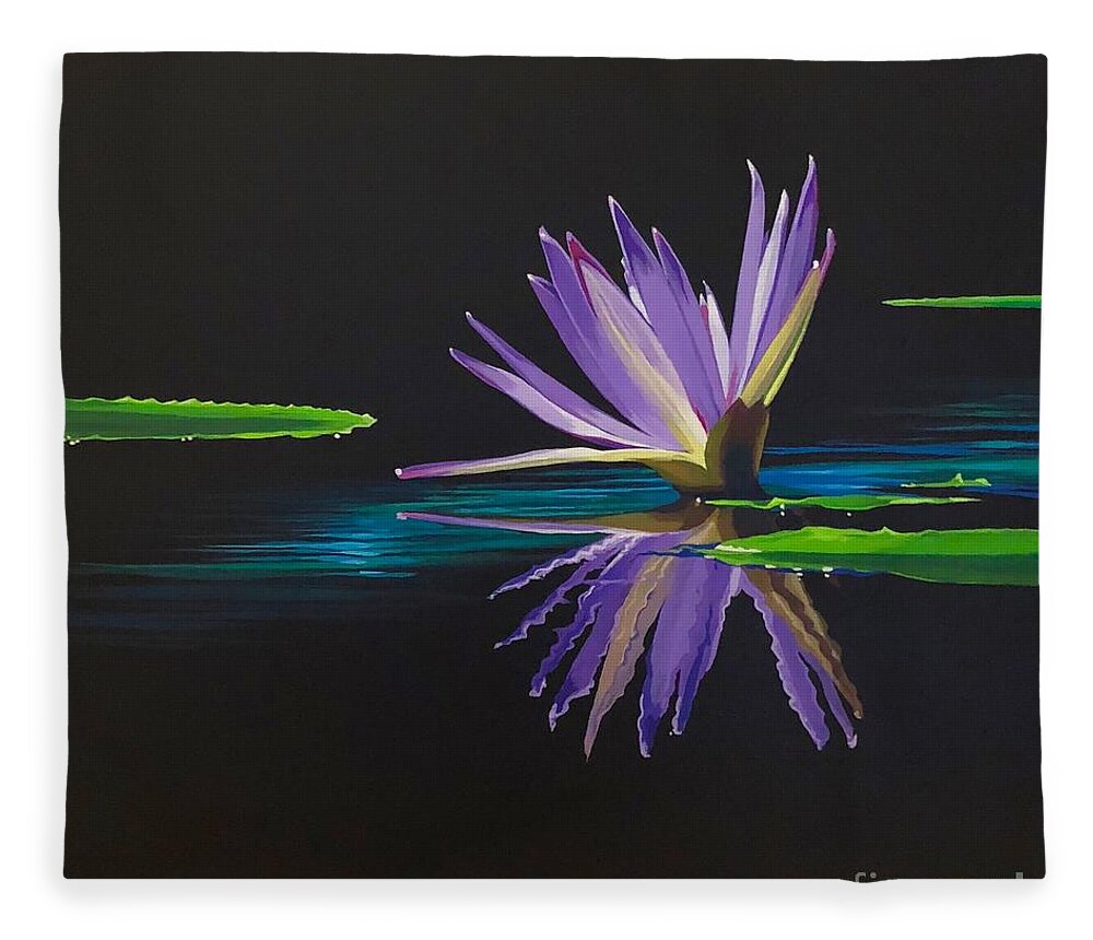 Waterlily Fleece Blanket featuring the painting Lagan Love by Hunter Jay