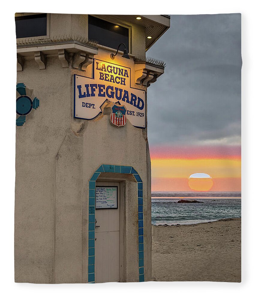Beach Fleece Blanket featuring the photograph Laguna Beach Sunset by Peter Tellone