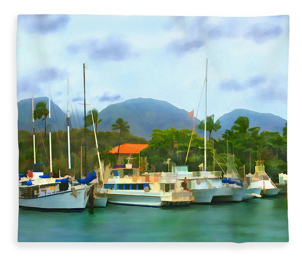 Lahina Fleece Blanket featuring the photograph Lahina Harbor by Kurt Van Wagner