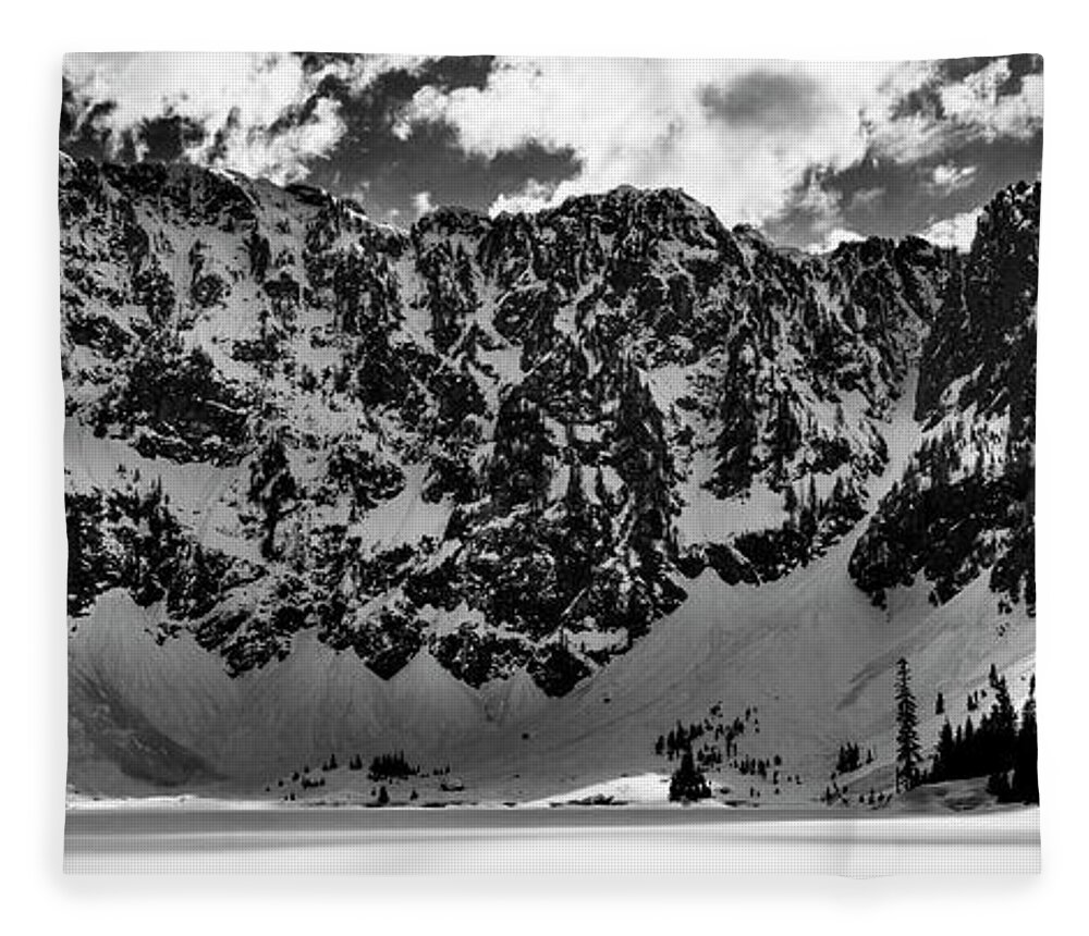 Water Fleece Blanket featuring the photograph Lake 22 Winter Black and White by Pelo Blanco Photo