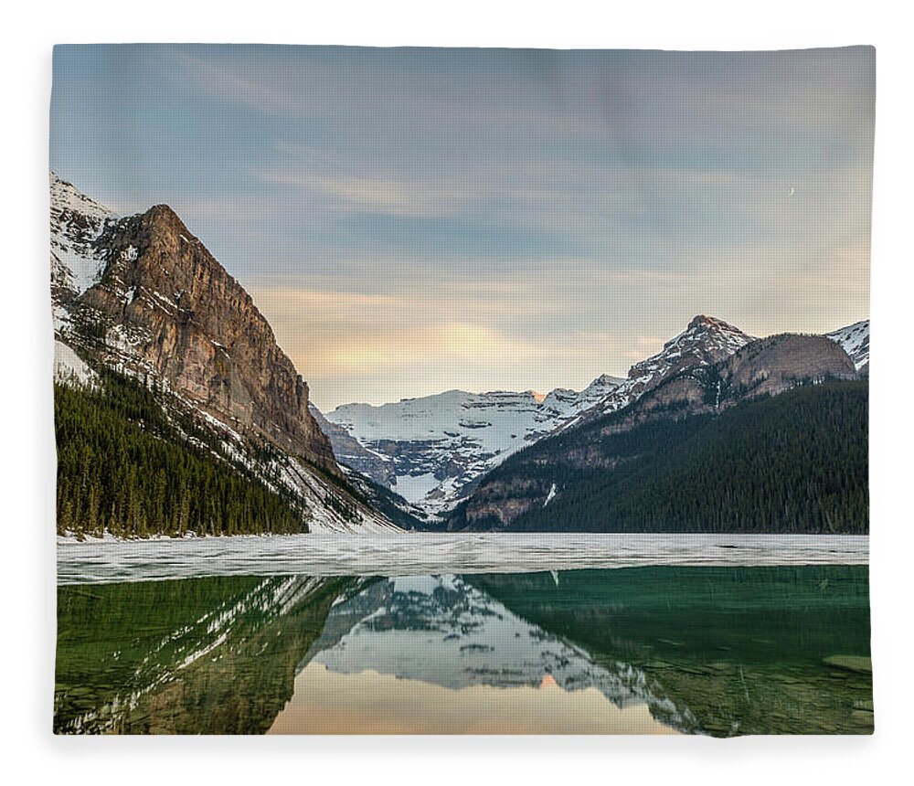Photosbymch Fleece Blanket featuring the photograph Lake Louise Sunset by M C Hood