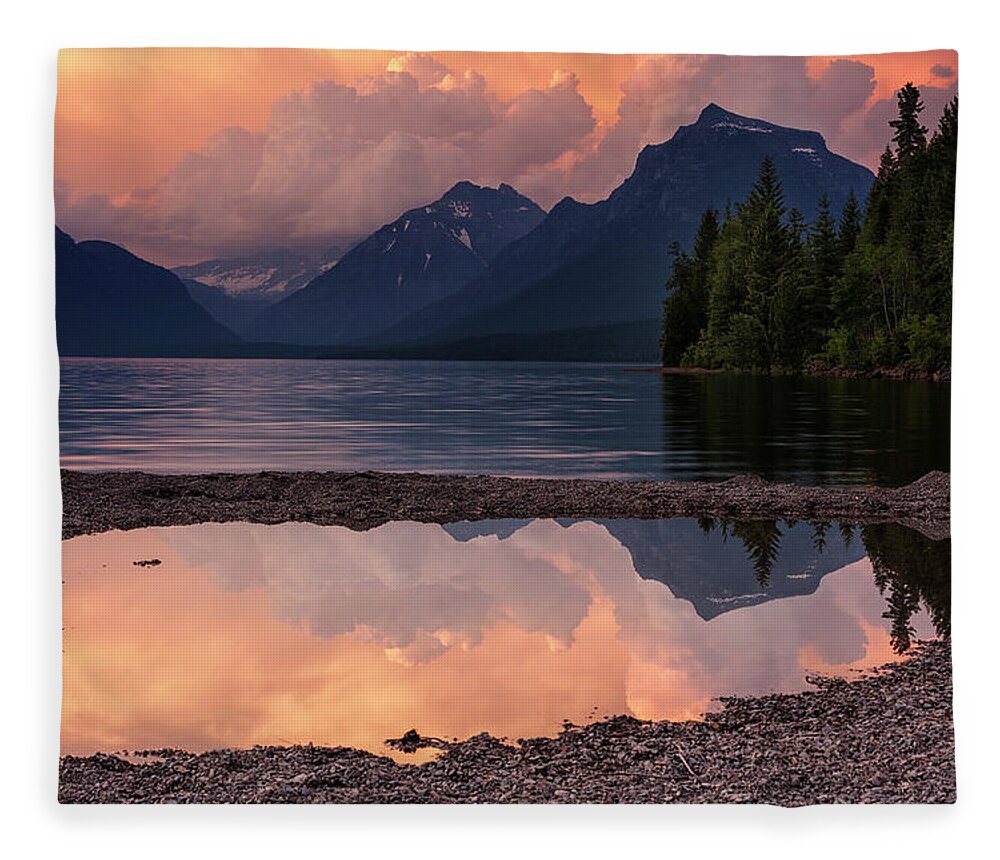 Glacier National Park Fleece Blanket featuring the photograph Lake McDonald Sunset by Mark Kiver