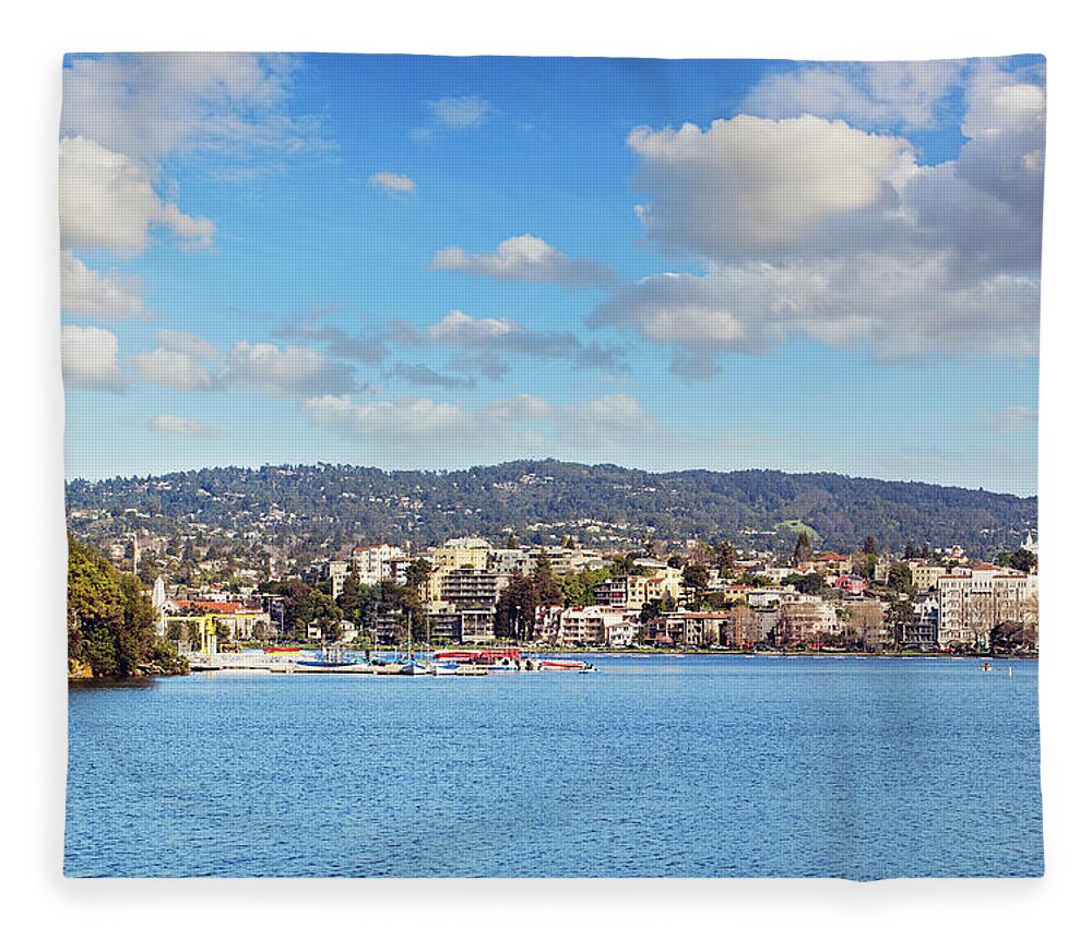 Oakland Fleece Blanket featuring the photograph Lake Merritt Panorama - Oakland, California by Melanie Alexandra Price