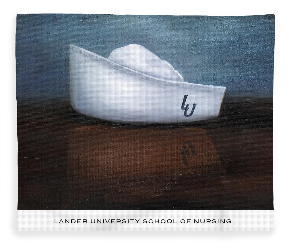Lander University Fleece Blanket featuring the painting Lander University School of Nursing by Marlyn Boyd