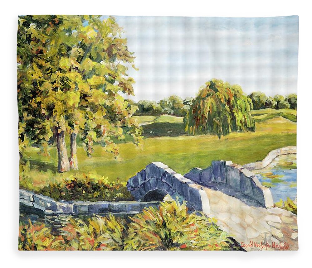 Landscape Fleece Blanket featuring the painting Landscape No. 12 by Ingrid Dohm