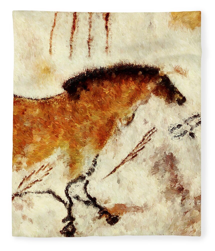 Lascaux Prehistoric Horse Fleece Blanket featuring the digital art Lascaux Prehistoric Horse Detail by Weston Westmoreland