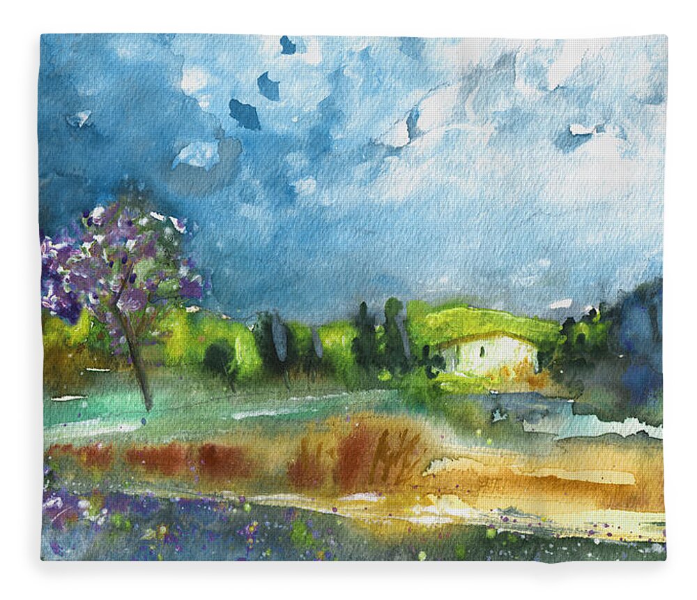 Landscapes Fleece Blanket featuring the painting Late Afternoon 63 by Miki De Goodaboom