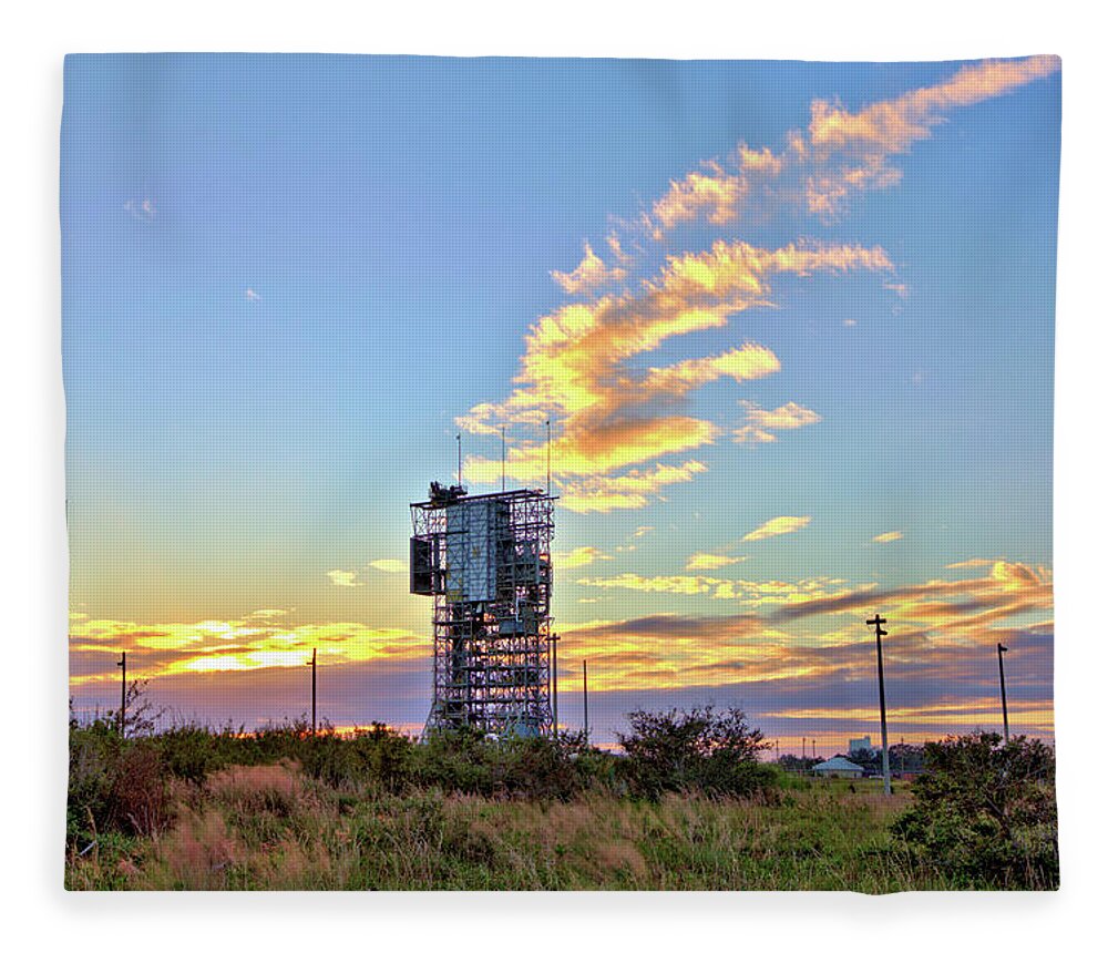 16485 Fleece Blanket featuring the photograph Launch Complex 17 at Sunset by Gordon Elwell