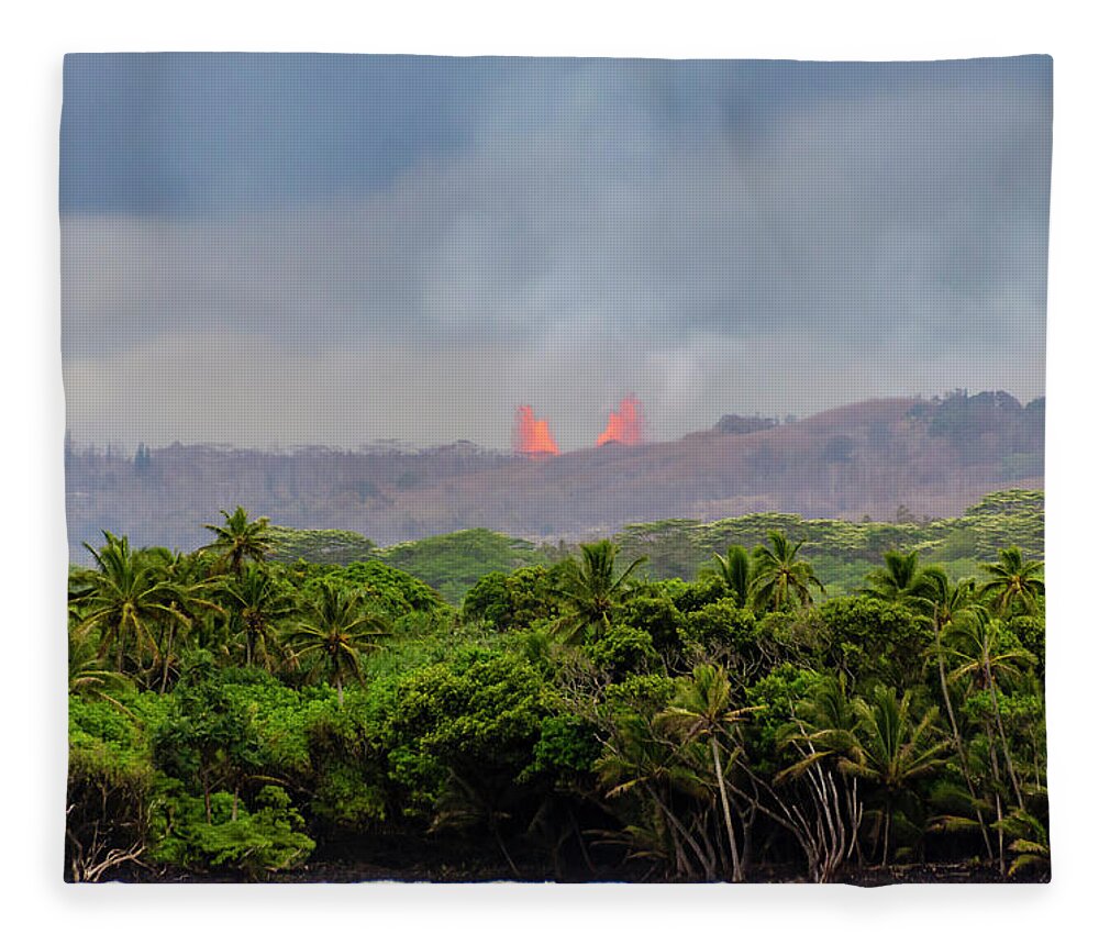 Lava Fleece Blanket featuring the photograph Lava Fountain by Daniel Murphy
