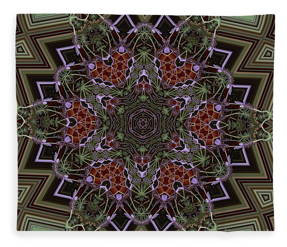 Buddhism Fleece Blanket featuring the digital art Lavender Mandala by Julia Underwood