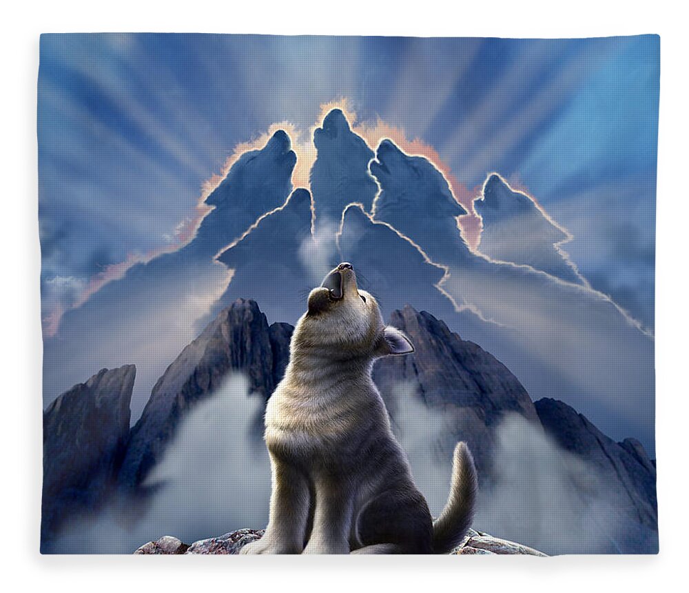 Wolf Fleece Blanket featuring the digital art Leader of the Pack by Jerry LoFaro