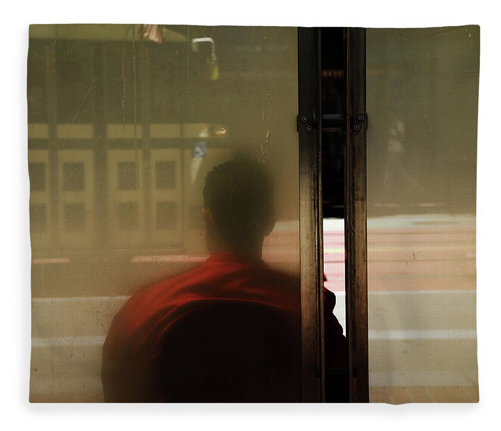 Street Photography Fleece Blanket featuring the photograph Leaving on a train by J C