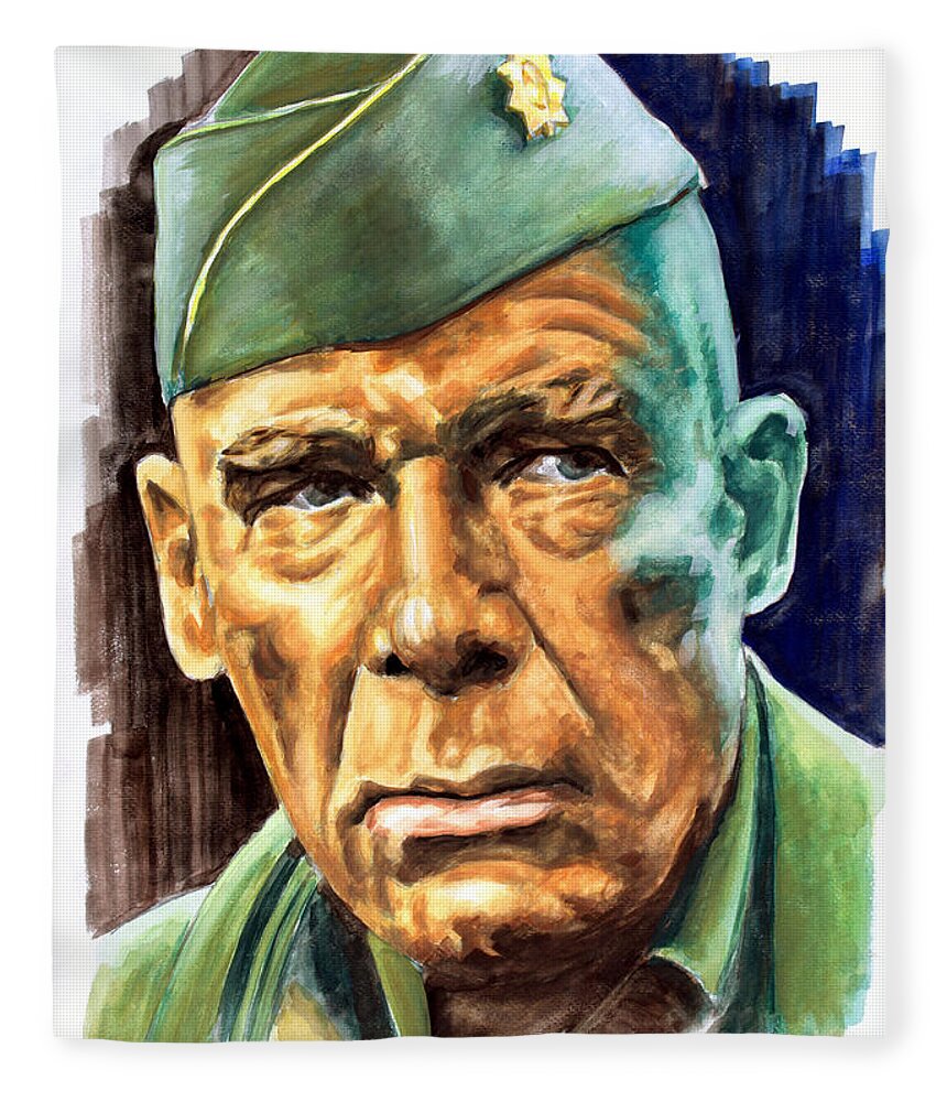 Lee Marvin Fleece Blanket featuring the painting Lee Marvin Dirty Dozen by Star Portraits Art
