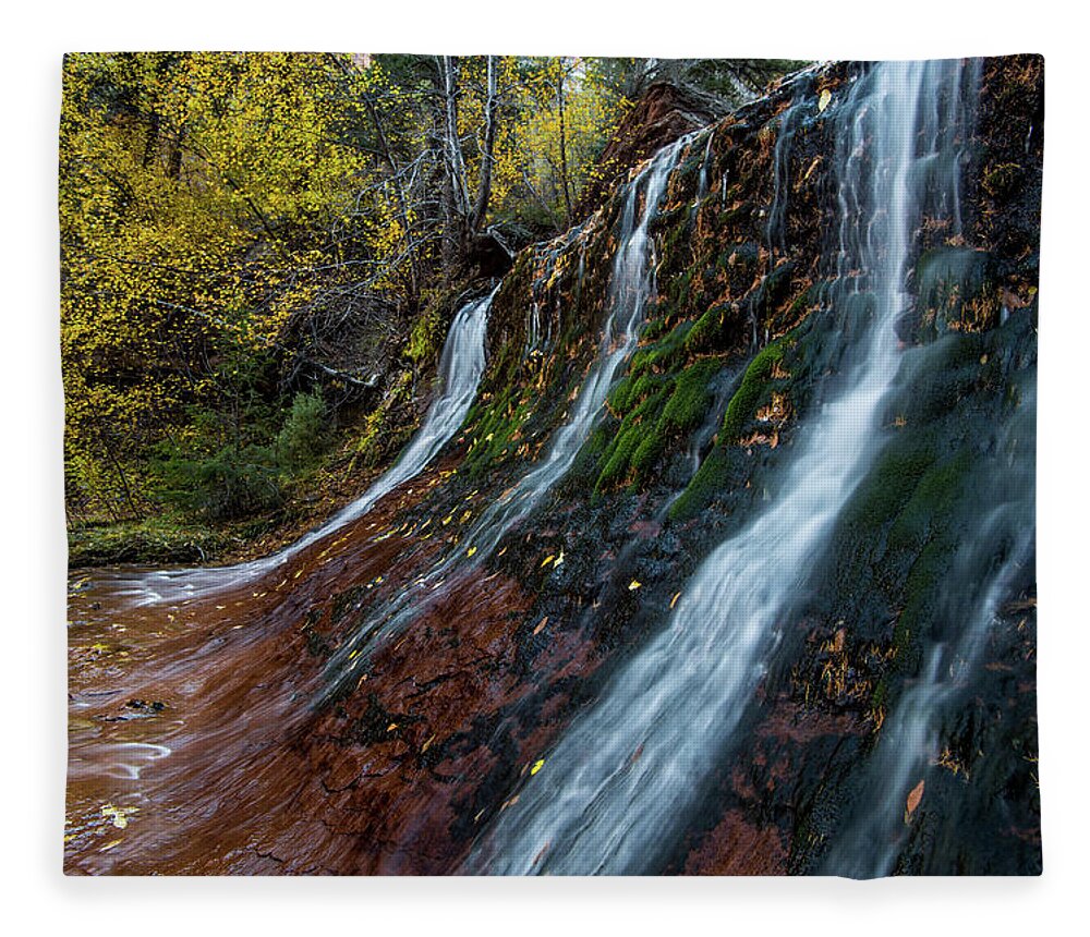 Waterfall Fleece Blanket featuring the photograph Left Fork Waterfall by Wesley Aston