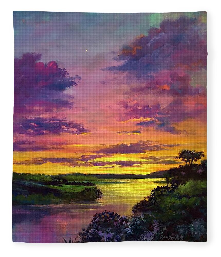Legend Fleece Blanket featuring the painting Legend Of A Sunset #1 by Rand Burns