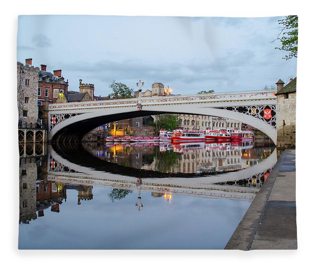 Lendal Fleece Blanket featuring the photograph Lendal Bridge Reflection by Shanna Hyatt