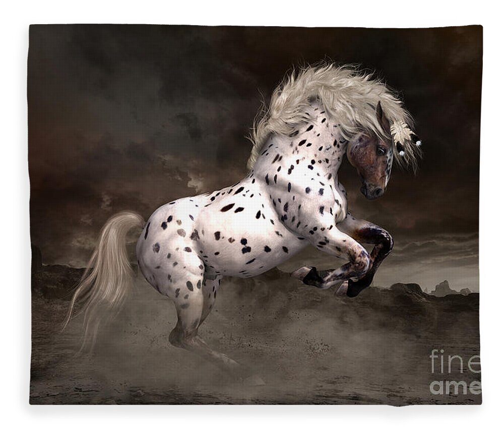 Leopard Appaloosa Fleece Blanket featuring the digital art Leopard Appaloosa Shiloh by Shanina Conway