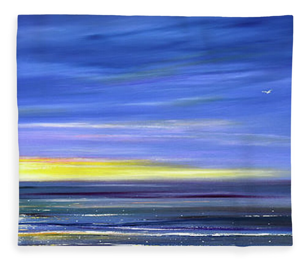 Sunset Fleece Blanket featuring the painting Less Drama Panoramic Sunset by Gina De Gorna