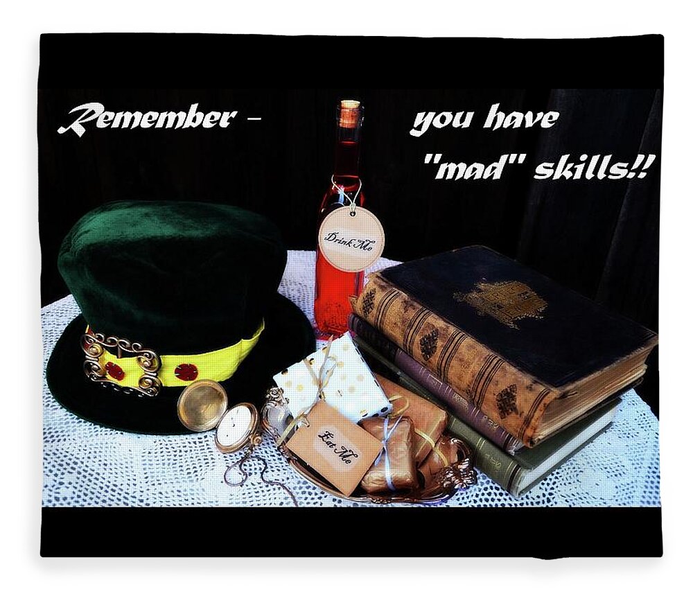 Alice Fleece Blanket featuring the photograph Lessons From the Mad Hatter by Marilyn MacCrakin