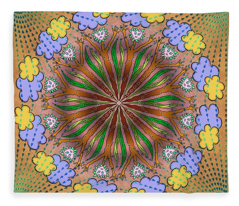Whimsical Mandalas Fleece Blanket featuring the digital art Let It Rain by Becky Titus