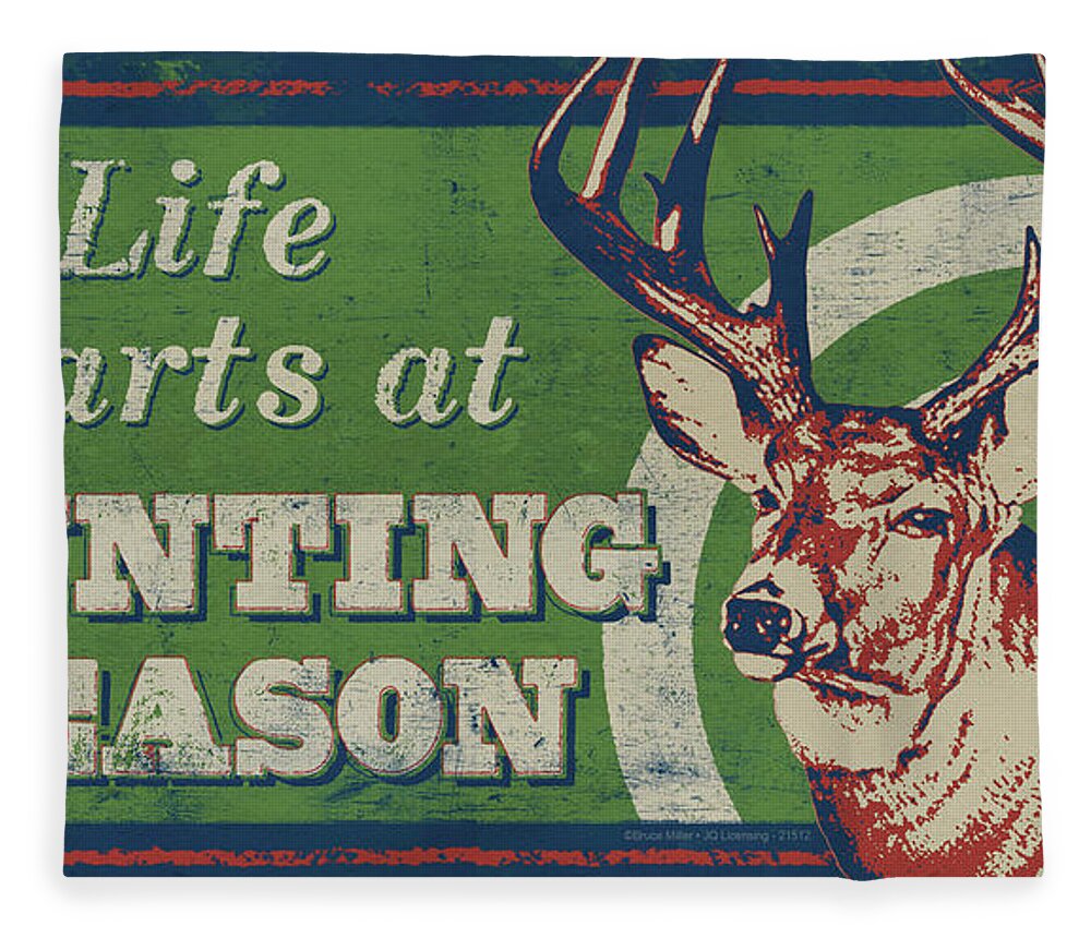 Jq Licensing Fleece Blanket featuring the painting Life Starts Hunting Season by Bruce Miller