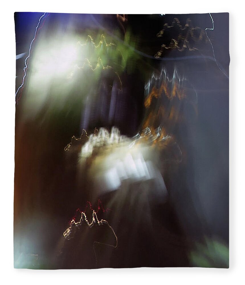 Corday Fleece Blanket featuring the photograph Light Paintings - No 4 - Source Energy by Kathy Corday