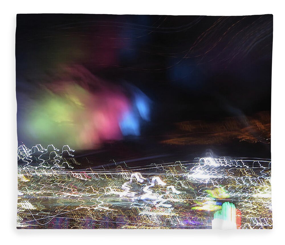 Light Fleece Blanket featuring the photograph Light Paintings - No 1 - Lightning Squared by Kathy Corday
