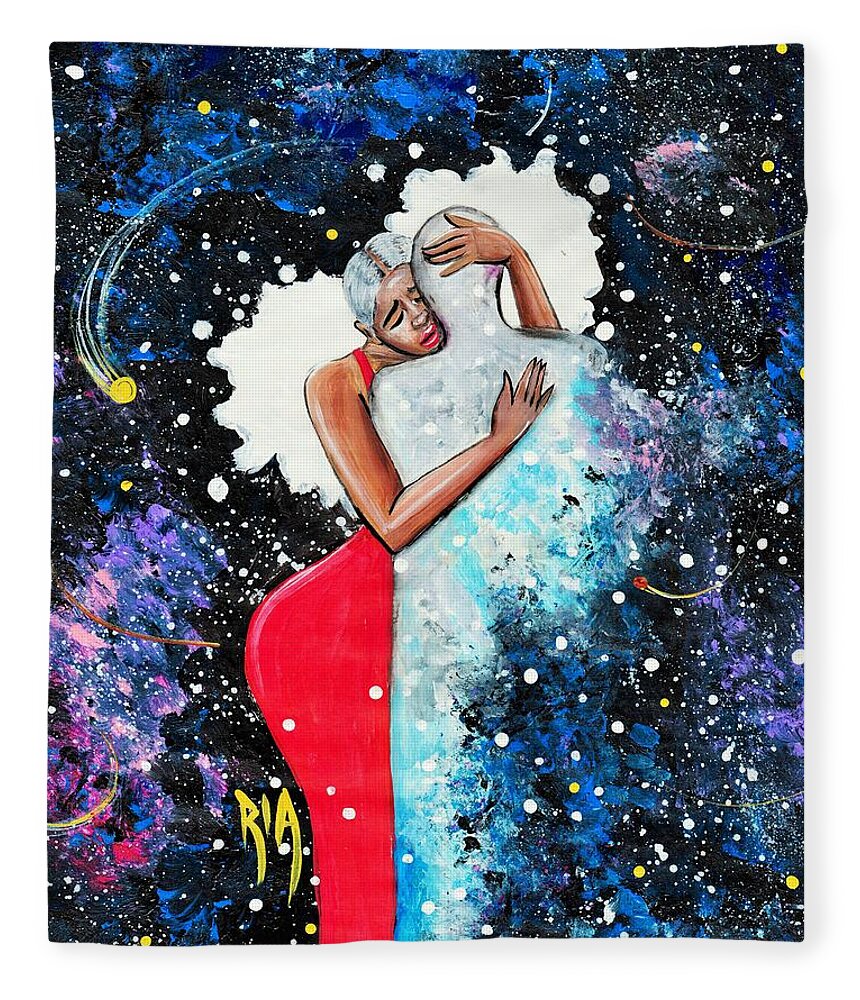 Love Fleece Blanket featuring the painting Light Years For Love by Artist RiA