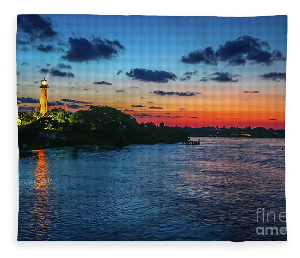Light House Fleece Blanket featuring the photograph Lighthouse Light Beam by Tom Claud