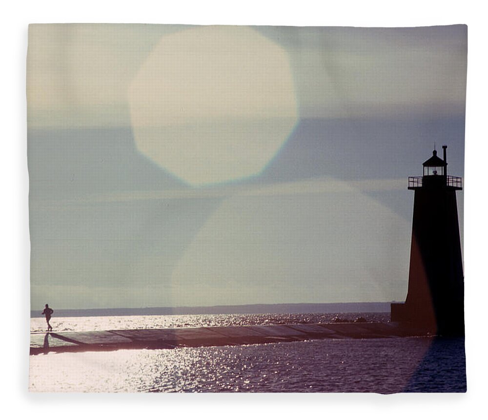 Lighthouse Fleece Blanket featuring the photograph Lighthouse Run by Jerry McElroy