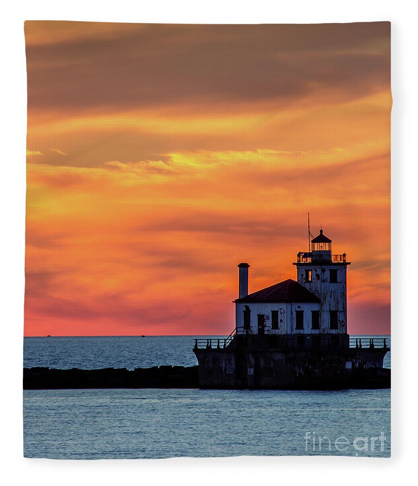 Lighthouse Fleece Blanket featuring the photograph Lighthouse Silhouette by Rod Best