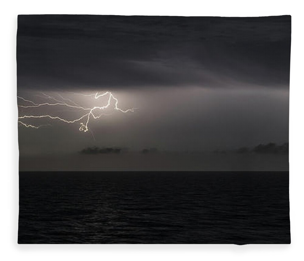 Lightning Fleece Blanket featuring the photograph Lightning at Sea II by William Dickman