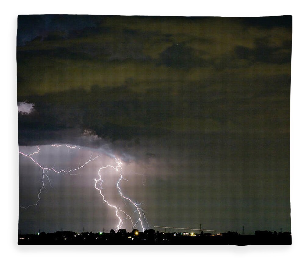 Colorado Lightning Storm Fleece Blanket featuring the photograph Lightning Man in the Clouds by James BO Insogna