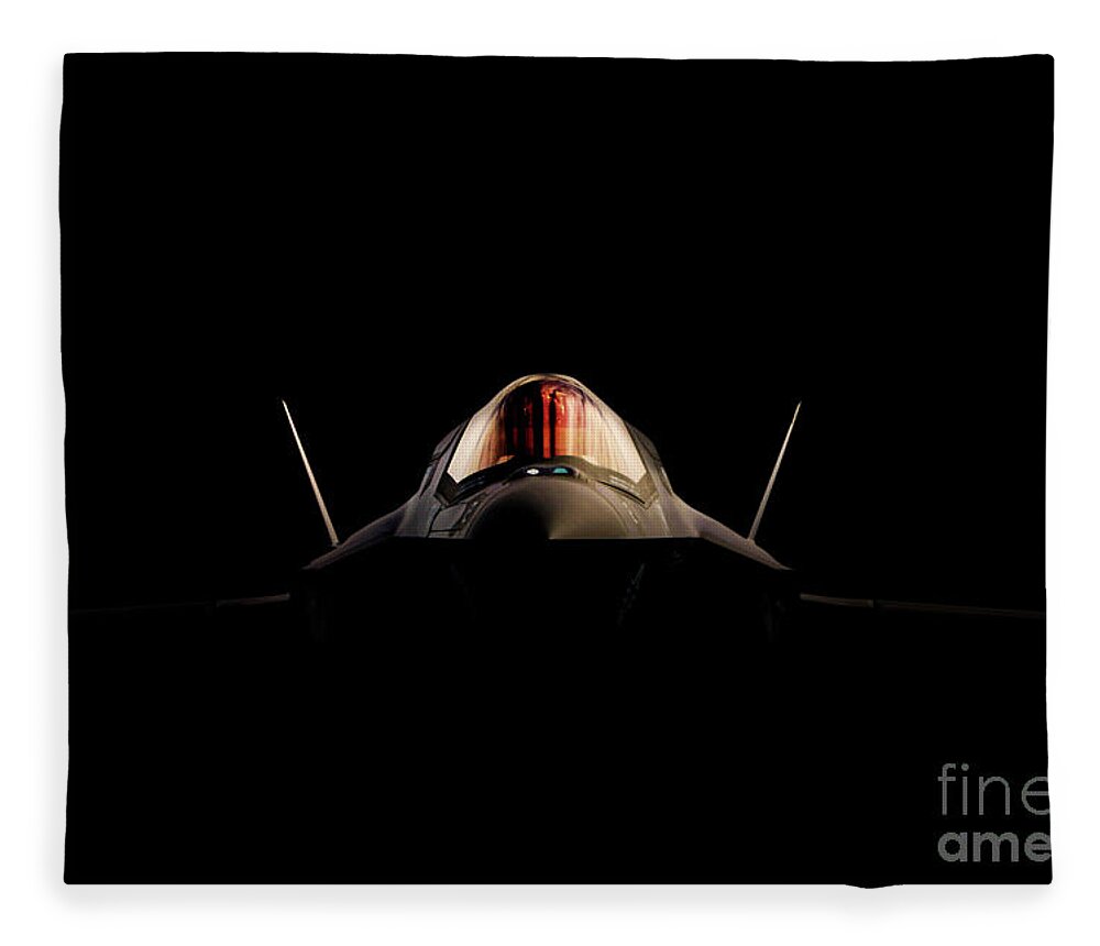 F35 Lightning Fleece Blanket featuring the digital art Lightning Shadows by Airpower Art