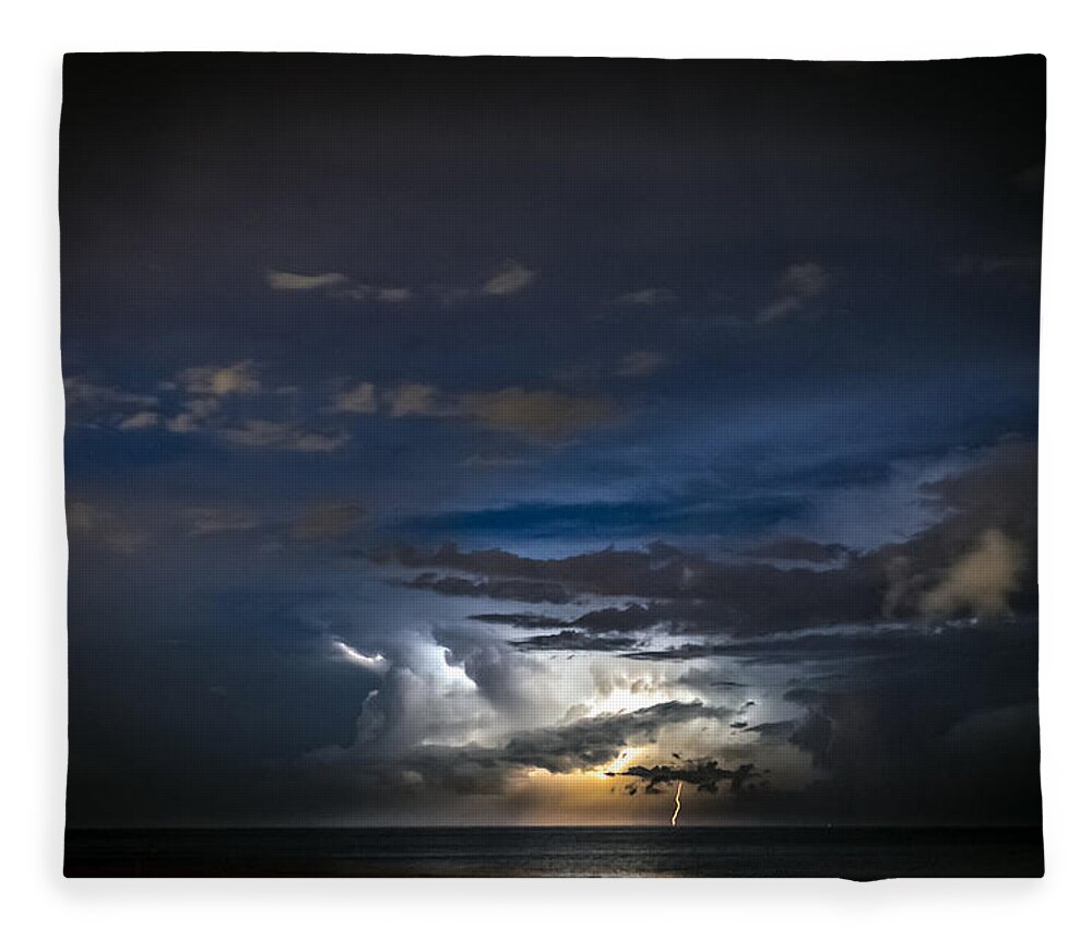 Beach Fleece Blanket featuring the photograph Lightning's Water Dance by Steven Santamour